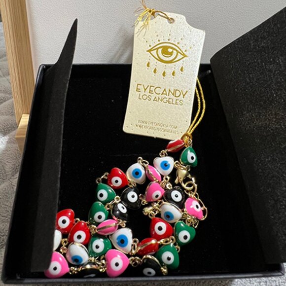 Eye Candy LA Luxe Collection Enamel Heart & Evil Eye Necklace - Picture 6 of 6